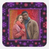 Neon Snowflakes Quadratischer Aufkleber (Vorderseite)
