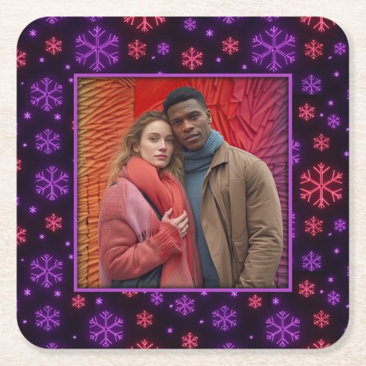 Neon Snowflakes Rechteckiger Pappuntersetzer (Vorderseite)