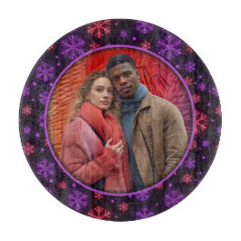 Neon Snowflakes Schneidebrett