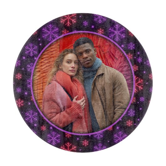 Neon Snowflakes Schneidebrett (Vorderseite)