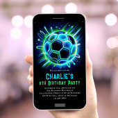 Neon Soccer Birthday Einladung Boys Neon Soccer