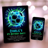 Neon Soccer Birthday Einladung Boys Neon Soccer