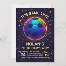 Neon Soccer Birthday Invitation Einladung