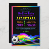 NEON SOCCER GIRLS Bat Mitzvah Einladung (Vorne/Hinten)