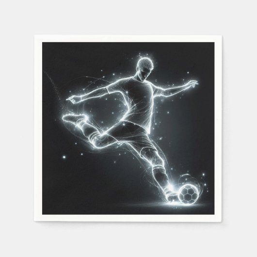 Neon Soccer Player auf schwarz Serviette (Vorderseite)
