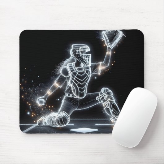 Neon Softball Catcher Mousepad (Mit Mouse)