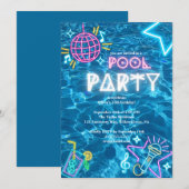 Neon-Sommer-Poolparty-Geburtstag Einladung (Vorne/Hinten)