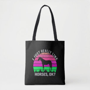 Neon-Sonnenuntergang Ich mag Pferde wirklich Tasche