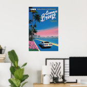 Neon-Sonnenuntergang Miami-Kunstprint 80er Retro-S Poster (Heimbüro)