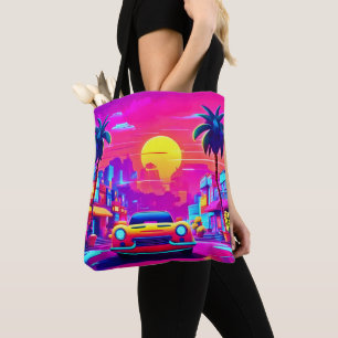 Neon-Sonnenuntergangs-Stadtfahrt Tasche