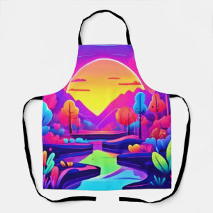 Neon-Sonnenuntergangslandschaft Schürze