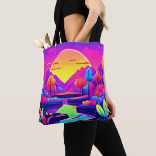 Neon-Sonnenuntergangslandschaft Tasche
