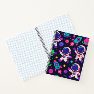 Neon Space Adventure Pattern Notizblock