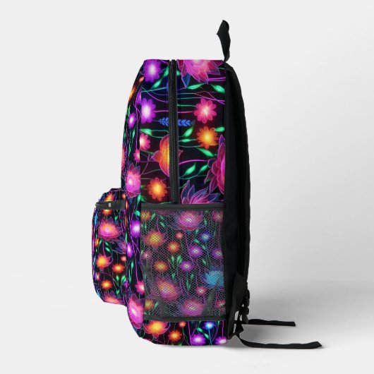 Neon Space Blume Backpack Bedruckter Rucksack (Rechts)