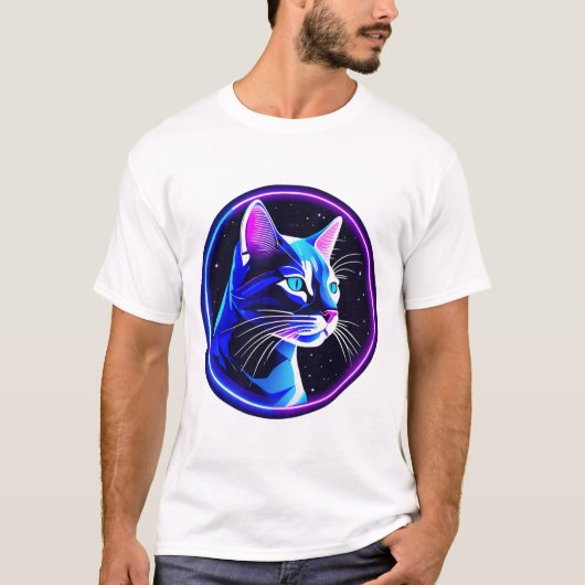 Neon Space Cat T-Shirt (Vorderseite)