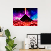 Neon Space Landschaft: Pyramide Poster (Heimbüro)