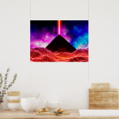 Neon Space Landschaft: Pyramide Poster (Küche)