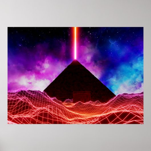Neon Space Landschaft: Pyramide Poster (Vorne)