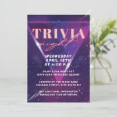 Neon Space Trivia Night Einladung (Stehend Vorderseite)