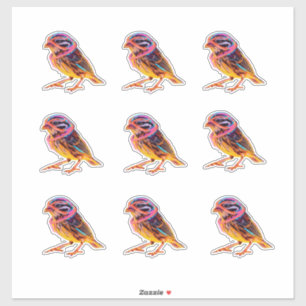 Neon Sparrow mit leuchtenden Akzenten Aufkleber