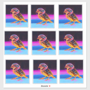 Neon Sparrow mit leuchtenden Akzenten Aufkleber