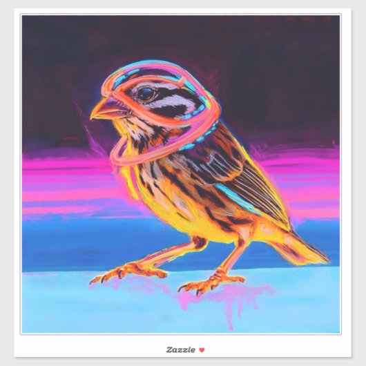 Neon Sparrow mit leuchtenden Akzenten Aufkleber (Blatt)