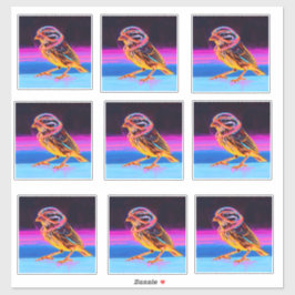 Neon Sparrow mit leuchtenden Akzenten Aufkleber
