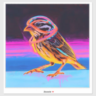 Neon Sparrow mit leuchtenden Akzenten Aufkleber