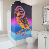 Neon Sparrow mit leuchtenden Akzenten Duschvorhang (Beispiel)