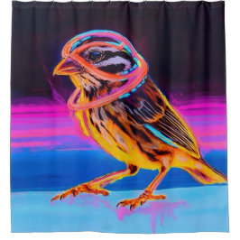 Neon Sparrow mit leuchtenden Akzenten Duschvorhang