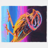 Neon Sparrow mit leuchtenden Akzenten Fleecedecke (Vorderseite (Horizontal))