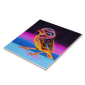 Neon Sparrow mit leuchtenden Akzenten Fliese (Seite)