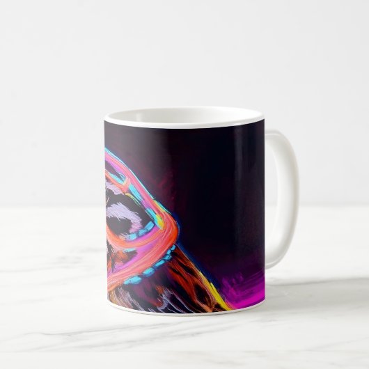 Neon Sparrow mit leuchtenden Akzenten Kaffeetasse (VorderseiteRechts)