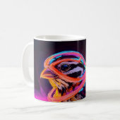 Neon Sparrow mit leuchtenden Akzenten Kaffeetasse (Vorderseite Links)
