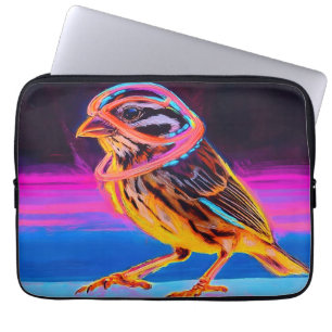 Neon Sparrow mit leuchtenden Akzenten Laptopschutzhülle