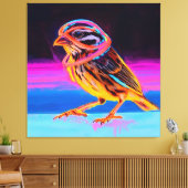 Neon Sparrow mit leuchtenden Akzenten Leinwanddruck (Insitu (Wohnzimmer))
