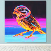 Neon Sparrow mit leuchtenden Akzenten Leinwanddruck (Insitu (Holzboden))