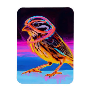 Neon Sparrow mit leuchtenden Akzenten Magnet
