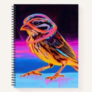 Neon Sparrow mit leuchtenden Akzenten Notizblock