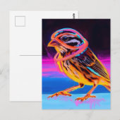 Neon Sparrow mit leuchtenden Akzenten Postkarte (Vorne/Hinten)