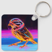 Neon Sparrow mit leuchtenden Akzenten Schlüsselanhänger (Rückseite)