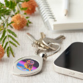 Neon Sparrow mit leuchtenden Akzenten Schlüsselanhänger (Seite)