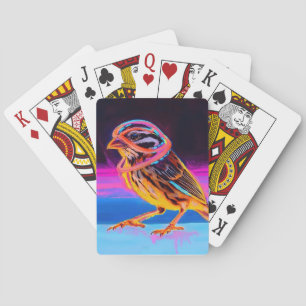 Neon Sparrow mit leuchtenden Akzenten Spielkarten
