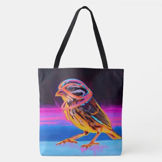 Neon Sparrow mit leuchtenden Akzenten Tasche (Vorderseite)