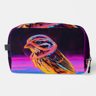 Neon Sparrow mit leuchtenden Akzenten Waschbeutel