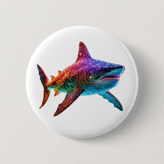 Neon Spectrum Shark Button (Vorderseite)