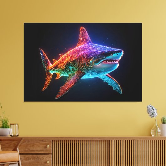 Neon Spectrum Shark Leinwanddruck (Insitu (Wohnzimmer))
