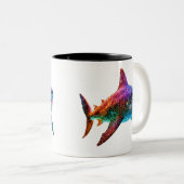 Neon Spectrum Shark Zweifarbige Tasse (VorderseiteRechts)