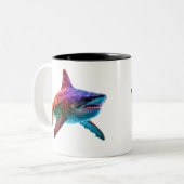 Neon Spectrum Shark Zweifarbige Tasse (Vorderseite Links)