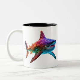 Neon Spectrum Shark Zweifarbige Tasse